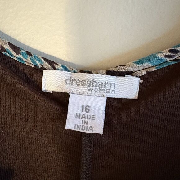 Dressbarn Tank Midi Shift Dress Brown Turquoise Paisley‎ Crochet NEW Sz 16W - Picture 11 of 13